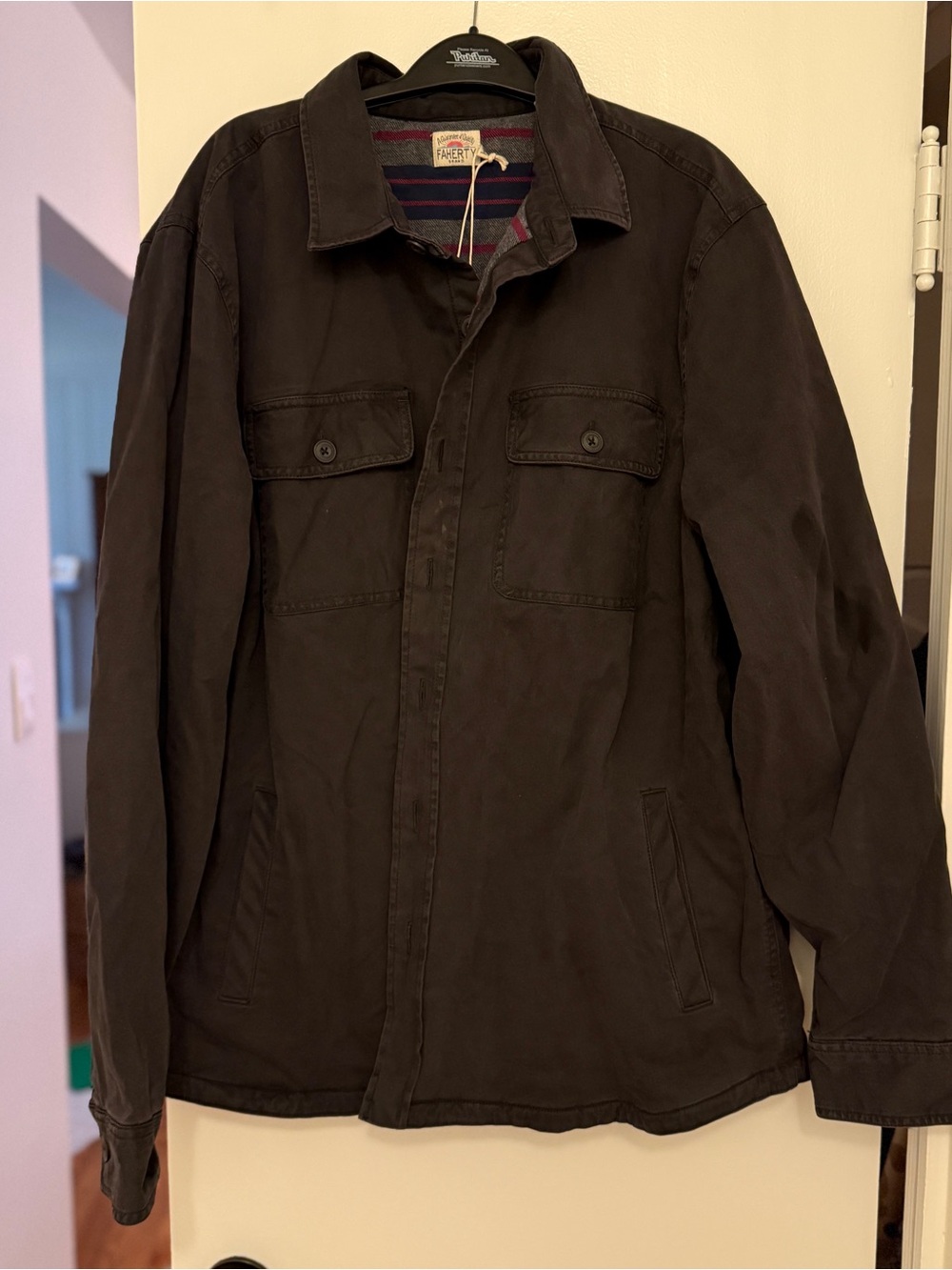 NWT Faherty Blanket Lined CPO Jacket XL Washed Black Organic Cotton